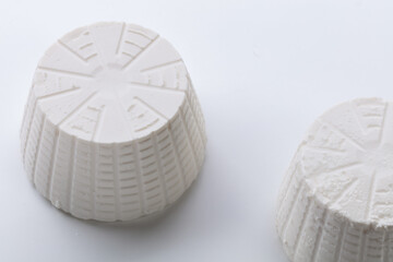 White Italian cheese Ricotta isolated on white background