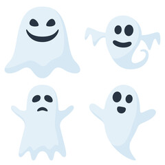 Set of Ghost isolated on white background