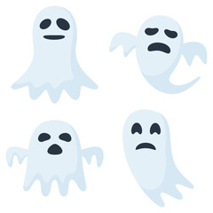 Set of Ghost isolated on white background