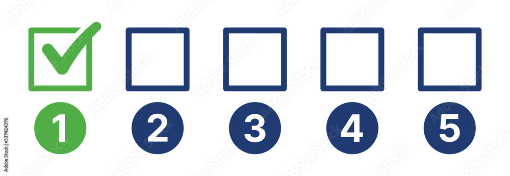 Aufkleber Ticking check mark on checkbox of number 1 vector illustration. Choice, selection and decision symbol.