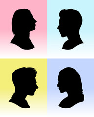 female and male head silhouette collection illustration design