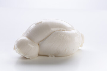 Fototapeta na wymiar knot of fresh mozzarella on white background