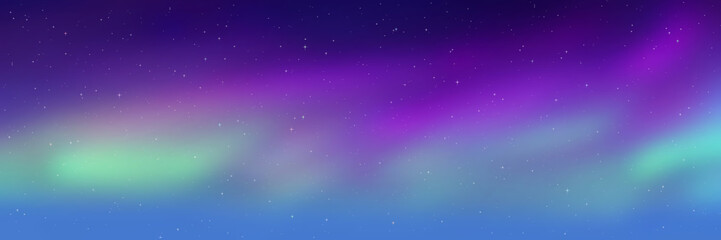 Polar lights, starry sky. Northern landscapes. Vector illustration.