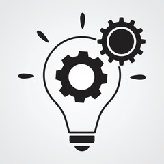 innovation concept icon, light bulb with gear mechanism