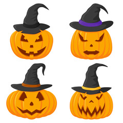 Set of Halloween Pumpkin isolated on white background