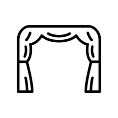 Curtain line icon vector graphic illustration