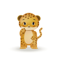 Jaguar vector. Cute jaguar, 3d cartoon character.  Kawaii animal. Suitable for baby products, children's books, goods.