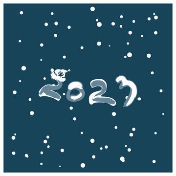 Vector illustration. Merry christmas card, new year, numbers. Wintertime background