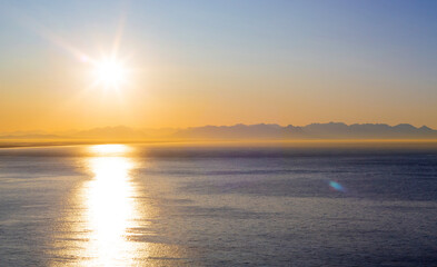 Elevated panoramic view of False Bay, Cape Town.