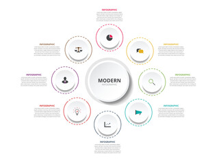 Infographic template vector with round circle button