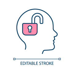 Open mind RGB color icon. Ready for new experience. Freedom and mental state. Psychological help. Isolated vector illustration. Simple filled line drawing. Editable stroke. Arial font used