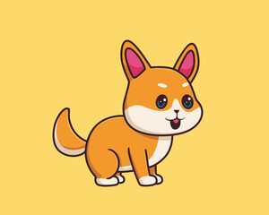 shiba inu posing cartoon illustration style