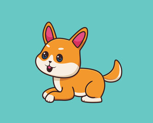 shiba inu posing cartoon illustration style
