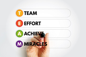 TEAM - Team Effort Achieve Miracles acronym, business concept background