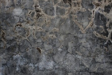 cracked and mossy wall background, polished gray concrete grunge textured wall, rough wall texture background, damaged dirty mossy wall surface.