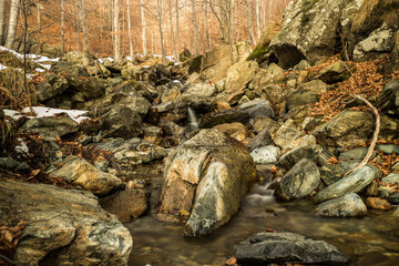 small waterfall with ice