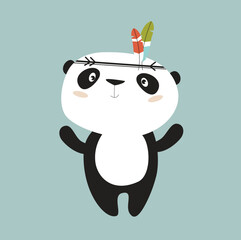 Cute vector panda. Panda is an Indian. Cartoon panda. Asian animal. cartoon characters