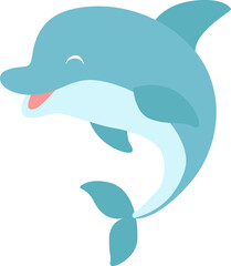 Cute dolphin. Sea animal. Cartoon dolphin.