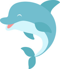 Obraz premium Cute dolphin. Sea animal. Cartoon dolphin.
