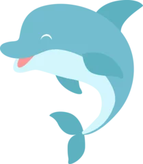 Schilderijen op glas Cute dolphin. Sea animal. Cartoon dolphin. © olga