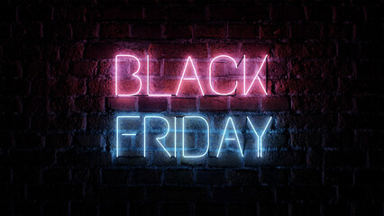 Black Friday Sale Neon Sign Brick Background