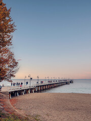 autumn view of the pier in Gdynia Orłowo