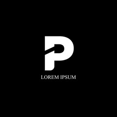 Letter P simple logo with black background