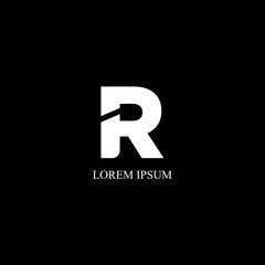Letter R simple logo with black background