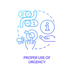 Right use of urgency concept blue gradient icon. Marketing psychology tactic. Boost interaction. Solve issues abstract idea thin line illustration. Isolated outline drawing. Myriad Pro-Bold font used