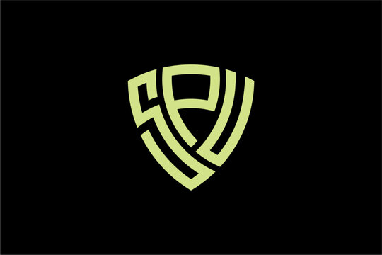 SPU creative letter shield logo design vector icon illustration