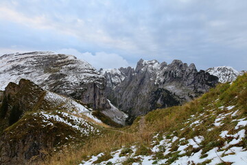 Fototapeta premium Famous Saxer Lucke mountain ridge located in Alpstein, Appenzell in Switzerland