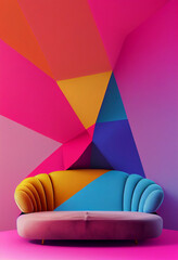イメージ素材: おしゃれでモダンでカラフルな家具のインテリアのイメージ generative ai	