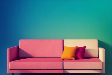 イメージ素材: おしゃれでモダンでカラフルな家具のインテリアのイメージ	generative ai	