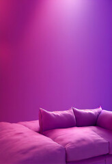 イメージ素材: おしゃれでモダンな紫の家具のインテリアのイメージ	generative ai	