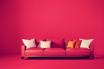 イメージ素材: おしゃれでモダンな赤色の家具のインテリアのイメージ	generative ai	