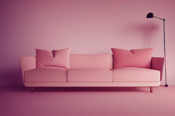 イメージ素材: おしゃれでモダンな可愛いピンクの家具のインテリアのイメージ	generative ai	