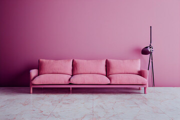 イメージ素材: おしゃれでモダンな可愛いピンクの家具のインテリアのイメージ	generative ai	