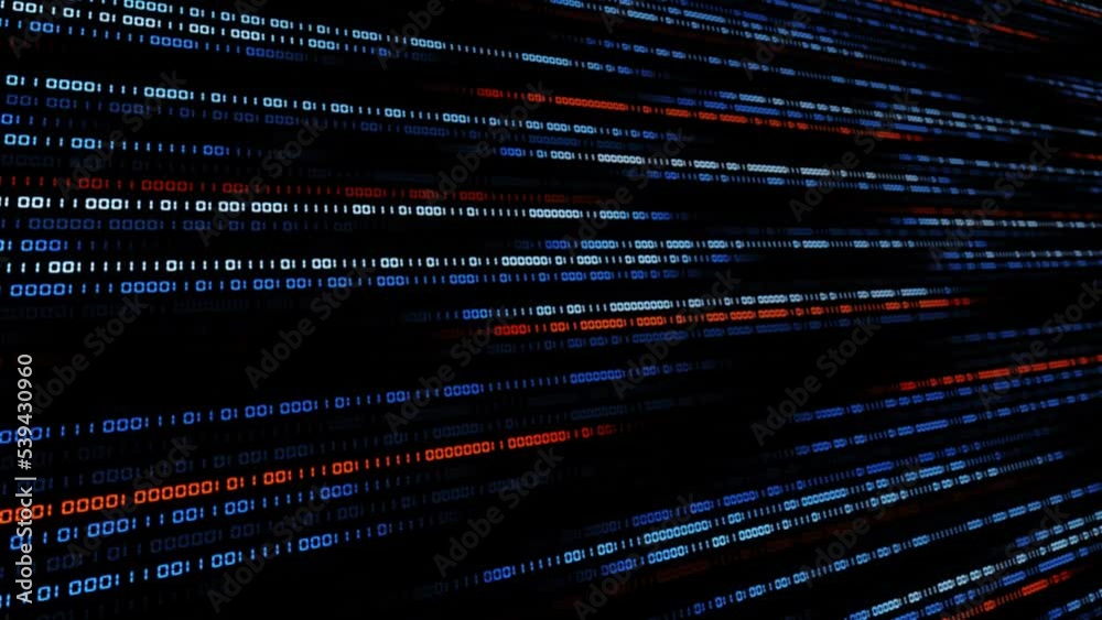 Poster binary code in flow motion - information technology concept - digital systems theme - cyber internet