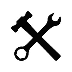 Hammer and wrench.. Repair shop icon. Car service logo. tool