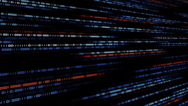 Binary Code in flow motion - Information technology concept - digital systems theme - cyber internet or network concept