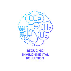 Reducing environmental pollution blue gradient concept icon. Renewable energy. H2 advantage abstract idea thin line illustration. Isolated outline drawing. Myriad Pro-Bold font used