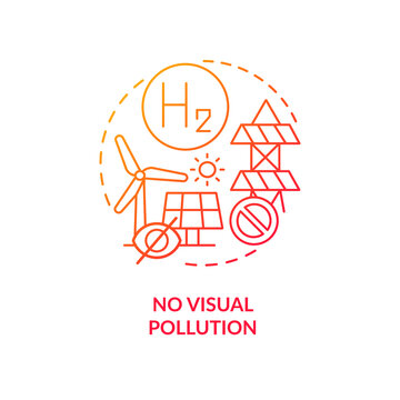 Visual pollution free red gradient concept icon. Clean energy solution. H2 fuel cells advantage abstract idea thin line illustration. Isolated outline drawing. Myriad Pro-Bold font used