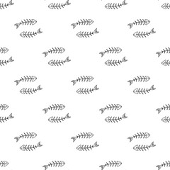 Geometric simple monochrome minimalistic seamless vector fish skeleton, fish spinal pattern. Vector illustration with pet and marine theme