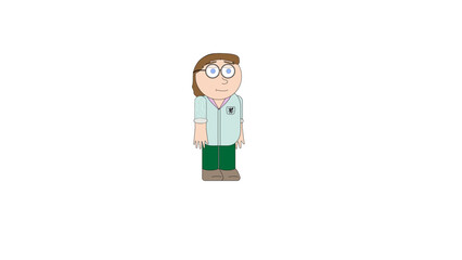 White Male Scientist Doctor Nerd Computer Code College Student Puppet for Character Animator