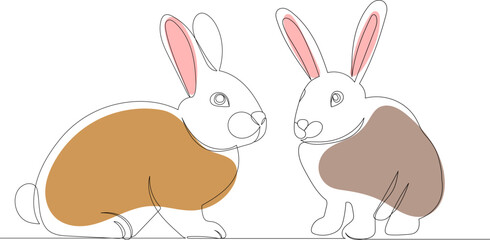 rabbit, hare one continuous line drawing, vector
