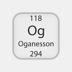 Oganesson symbol. Chemical element of the periodic table. Vector illustration.