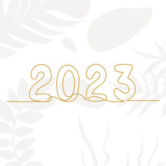 Obraz premium 2023 one continuous line drawing, vector