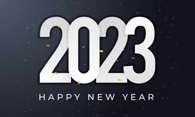 Happy New Year 2023 banner illustration on isolated background