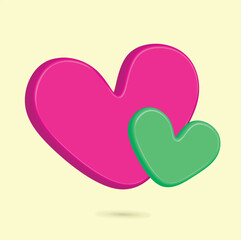 Love icon with pink and green colors for romantic theme