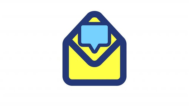 Animated read message color ui icon. Text messaging service. Communication app. Seamless loop HD video with alpha channel on transparent background. Simple filled line RGB pictogram animation